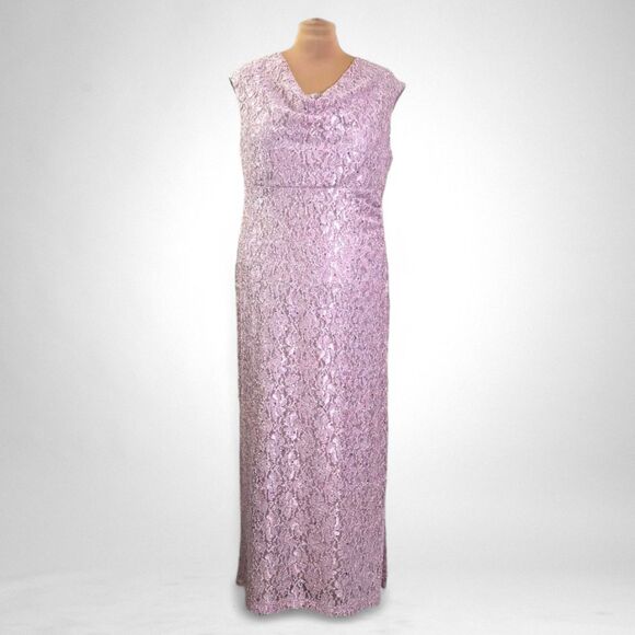 CONNECTED APPAREL Lavender Lace and Sequin Draped Evening Gown, NWT! Size 20W - Picture 1 of 8